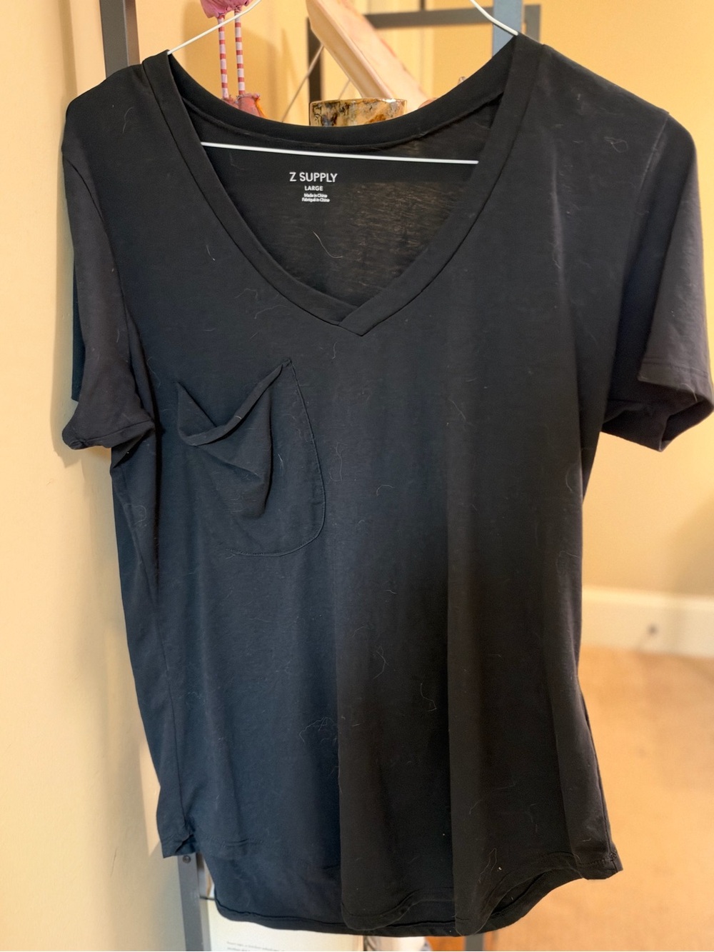 Z Supply Black V-Neck Pocket Tee - Women's Short Sleeve